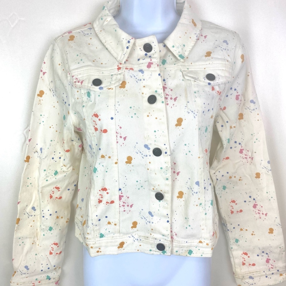 Colorful Splatter Paint Denim Jacket, 100% cotton, Big Girl Sz 14/16